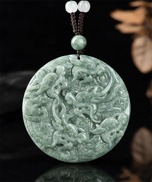 Two Sided Dragon Round Jade Pendant - Image 5