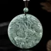 Two Sided Dragon Round Jade Pendant