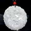 White Jade Round Dragon Pendant