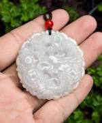 White Jade Round Dragon Pendant