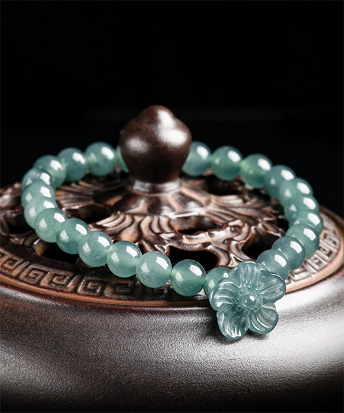 Jadeite Flower Natural Jade Bead Bracelet