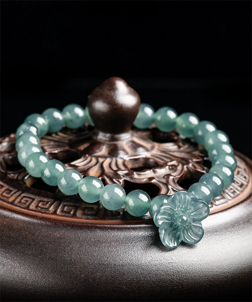 Jadeite Flower Natural Jade Bead Bracelet - Image 3