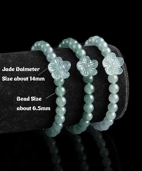 Jadeite Flower Natural Jade Bead Bracelet - Image 6