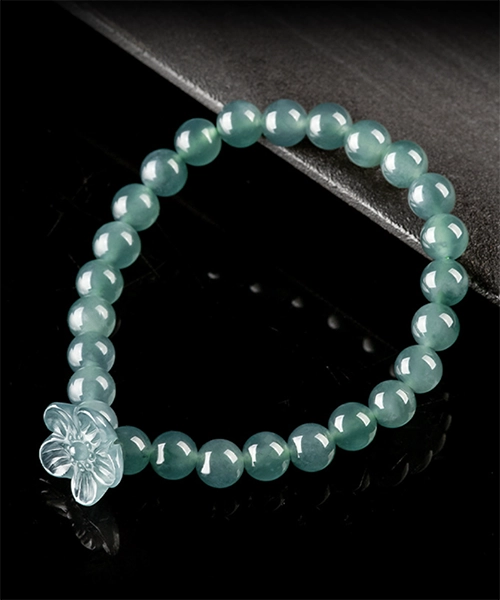 Jadeite Flower Natural Jade Bead Bracelet