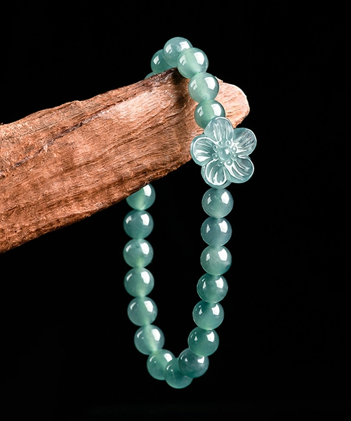 Jadeite Flower Natural Jade Bead Bracelet - Image 5