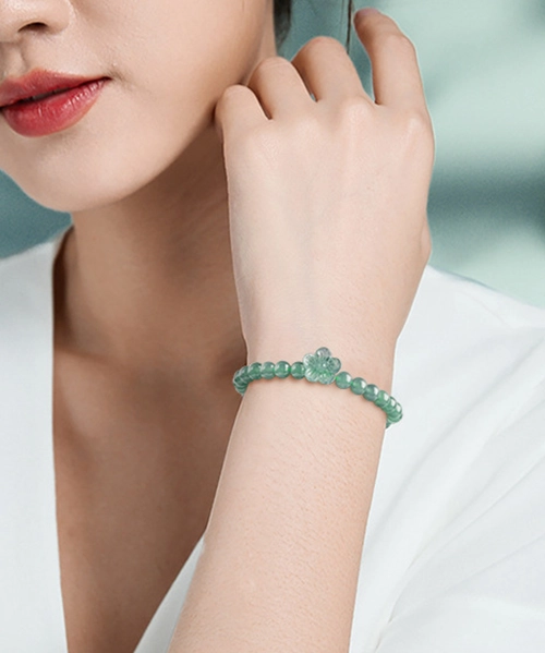 Jadeite Flower Natural Jade Bead Bracelet - Image 7