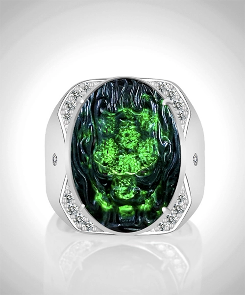Black Jade Dragon S925 Open Ring