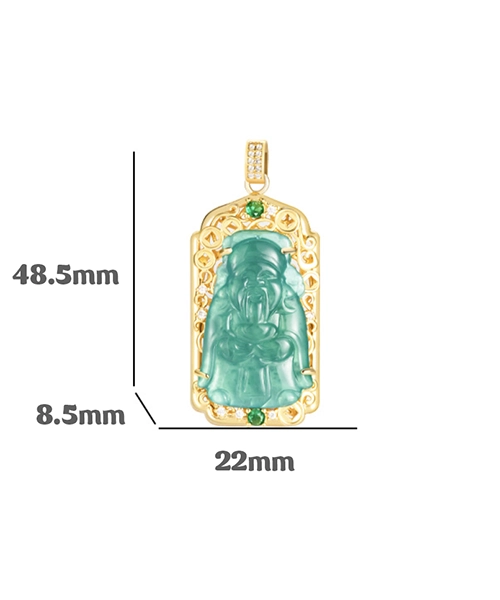 God of Wealth Copper Jade Pendant