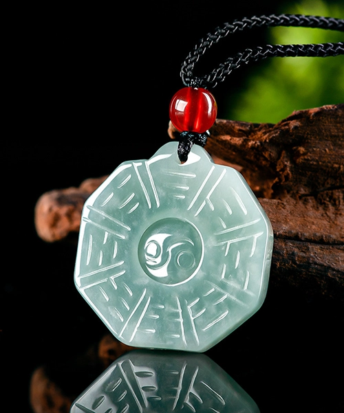 Tai Chi Bagua Natural Jade Pendant - Image 2