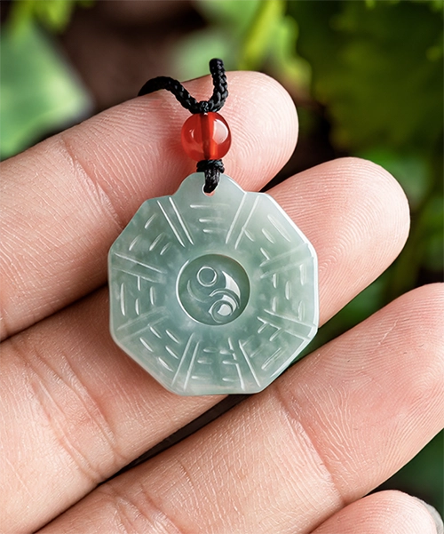 Tai Chi Bagua Natural Jade Pendant