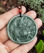 Kirin Round Natural Jade Pendant