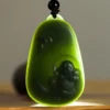 Laughing Buddha Black Jade Pendant