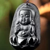 Buddha Black Natural Jade Pendant