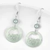 S925 Lotus Hollow Natural Jade Earrings