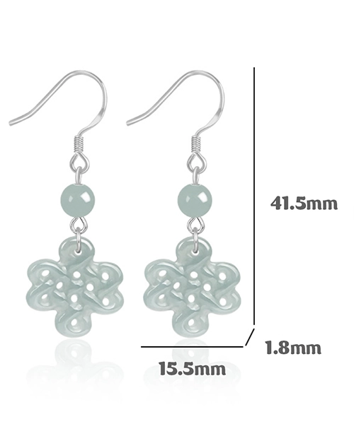 S925 Knot Pattern Natural Jade Earrings