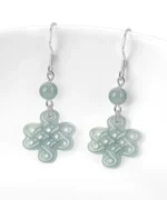S925 Knot Pattern Natural Jade Earrings