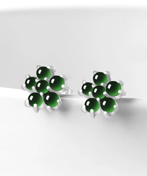 S925 Flower Natural Jade Earrings