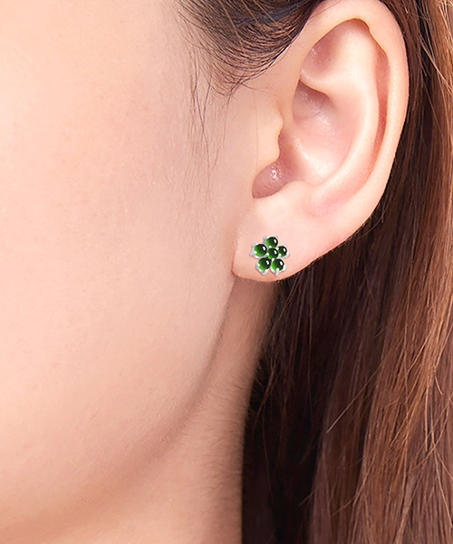 S925 Flower Natural Jade Earrings