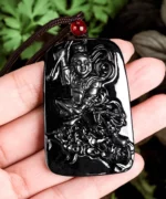 Nezha Black Natural Jade Pendant