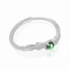 Jade Cabochon Leaf S925 Open Ring