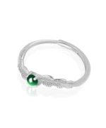 Jade Cabochon Leaf S925 Open Ring