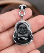 S925 Buddha Black Natural Jade Pendant