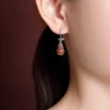 S925 Gourd Red Agate Dangle Earrings