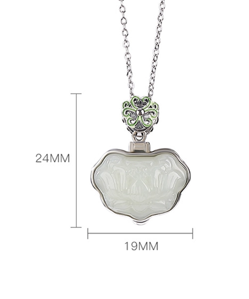 S925 Lotus Flower Enamel Jade Pendant - Image 6