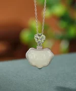 S925 Lotus Flower Enamel Jade Pendant