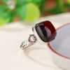 Bloody Amber Cabochon S925 Open Ring