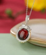 S925 Dragon Amber Cabochon Pendant