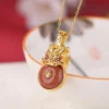 S999 Dragon Amber Red Agate Pendant