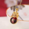 S999 Dragon Amber Red Agate Pendant