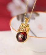 S999 Dragon Amber Red Agate Pendant