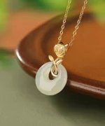 Rose Donut Ring Natural Jade Pendant