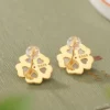 Flower Enamel Natural Jade S925 Earrings