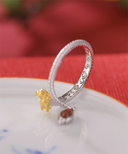 S999 Dragon Jade Red Agate Open Ring - Image 10