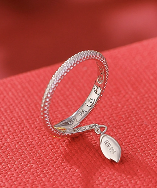 S999 Dragon Jade Red Agate Open Ring - Image 9