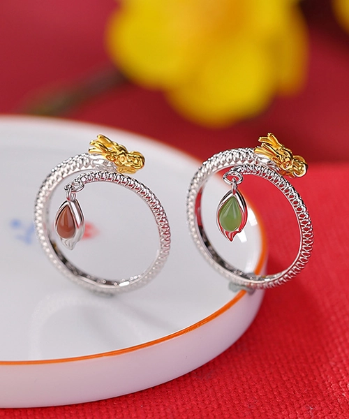 S999 Dragon Jade Red Agate Open Ring - Image 3