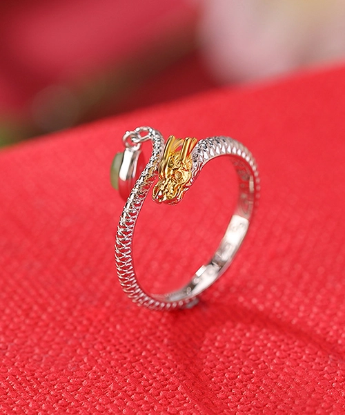 S999 Dragon Jade Red Agate Open Ring