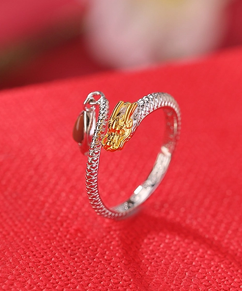 S999 Dragon Jade Red Agate Open Ring - Image 2