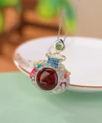 S925 Pocket Amber Cabochon Pendant