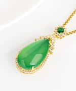 Green Agate Cabochon Copper Pendant