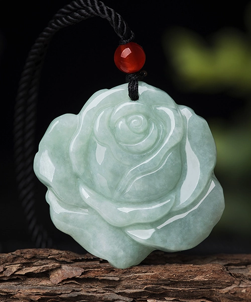 Jadeite Rose Flower Jade Pendant