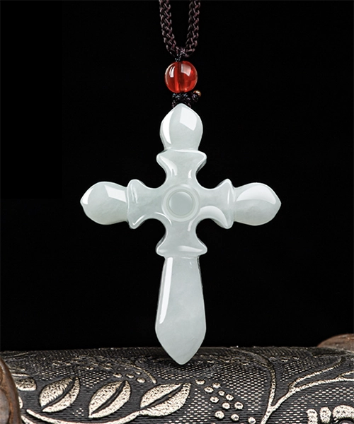 Jesus Cross Natural Jade Pendant