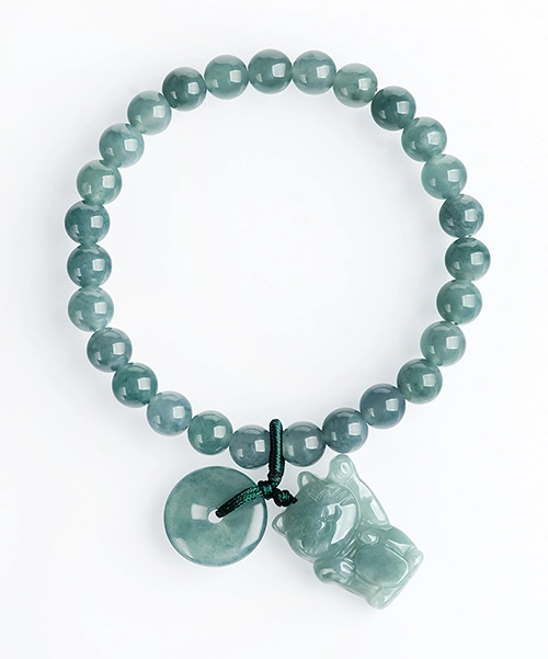 Luck Cat Natural Jade Bead Bracelet - Image 7
