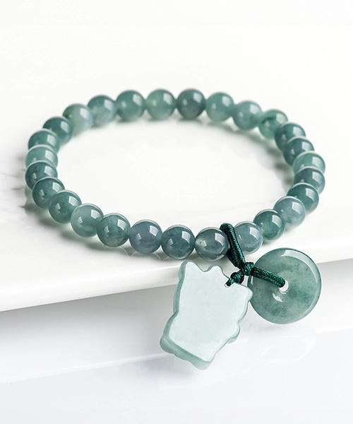 Luck Cat Natural Jade Bead Bracelet - Image 3