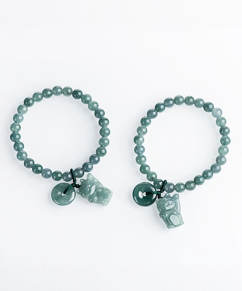 Luck Cat Natural Jade Bead Bracelet - Image 4