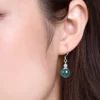 S925 Bead Natural Jade Earrings