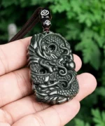 Two Side Dragon Natural Jade Pendant